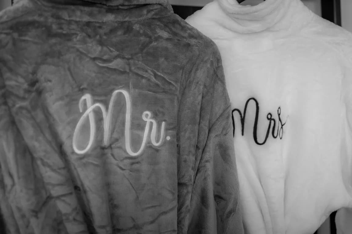 'Mr.' and 'Mrs' shirts
