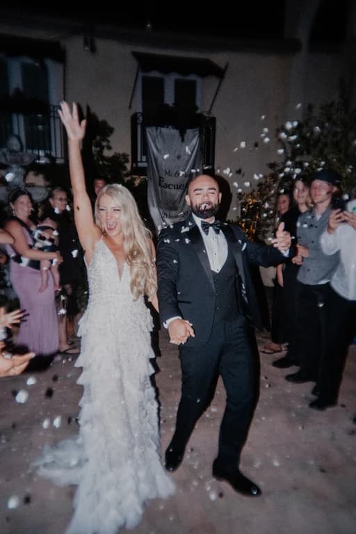 Jordyn and Jovin celebrating in the confetti