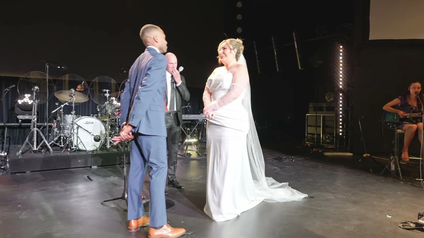 Still from the Brandon + Lola wedding film