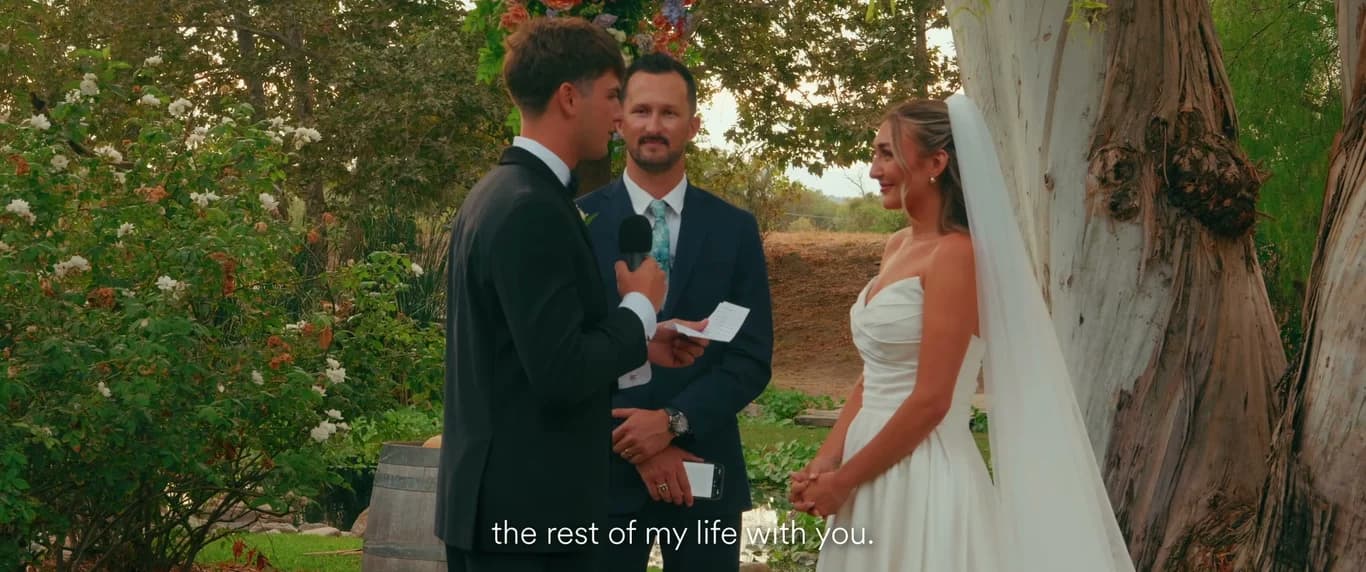 Still from the Denis + Cadin wedding film