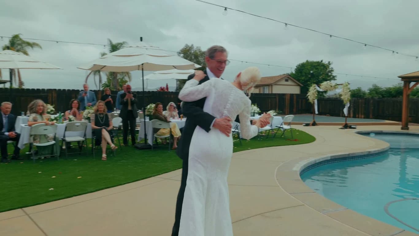 Luana + Charles's first dance on the deck by the pool