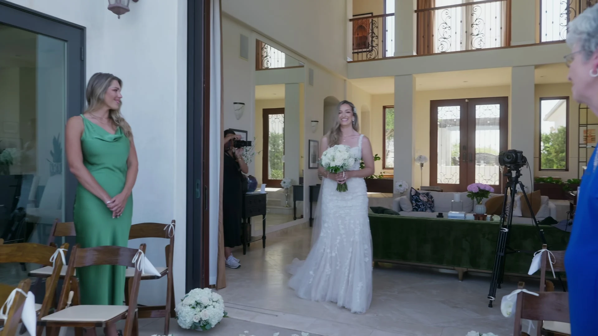 Megan walking into the living room