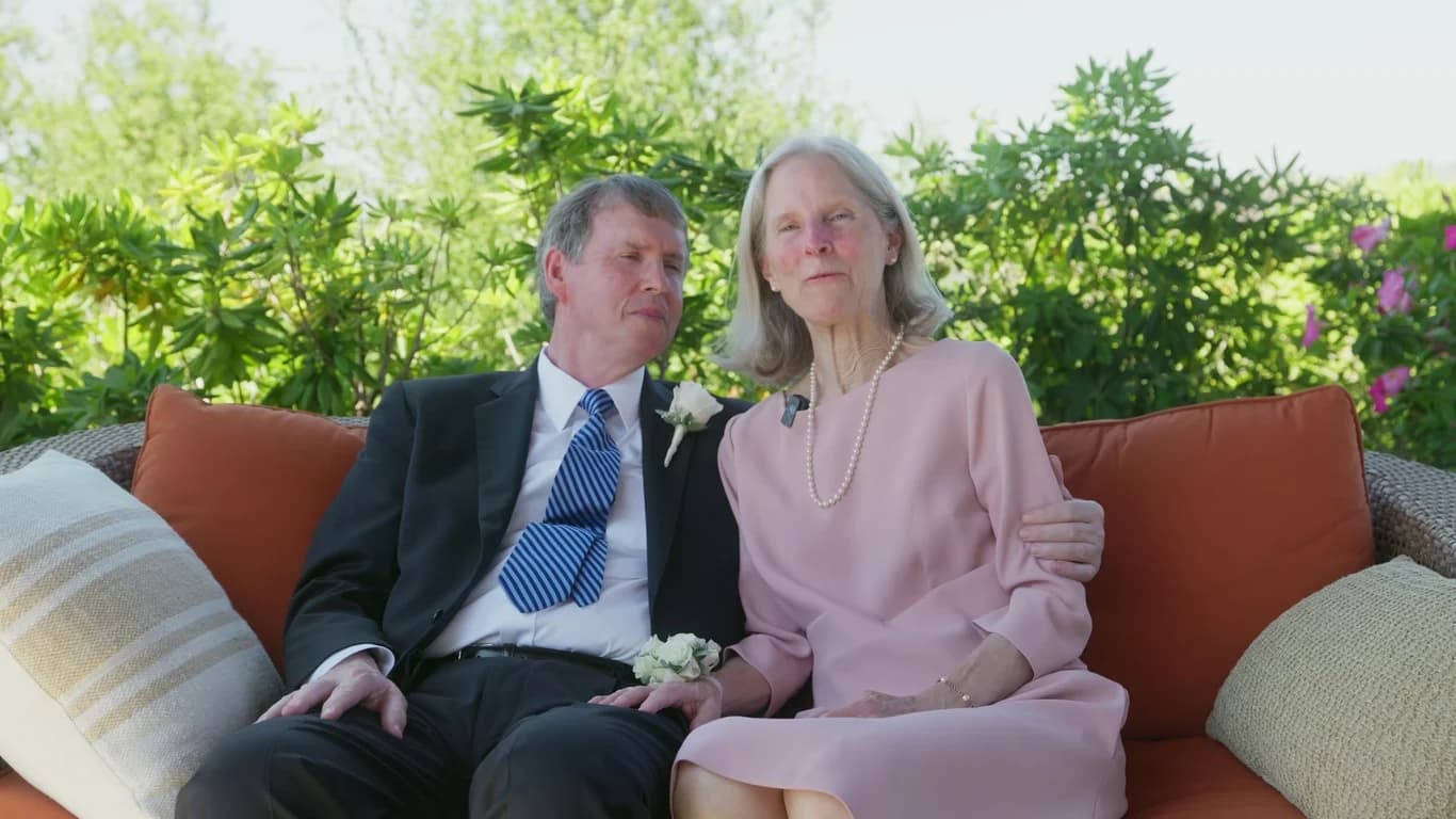 Patrick's parents sitting down to talk on camera