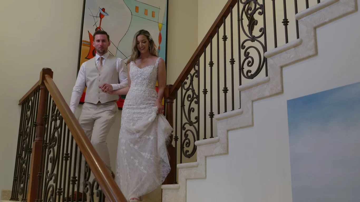 Megan coming down the staircase