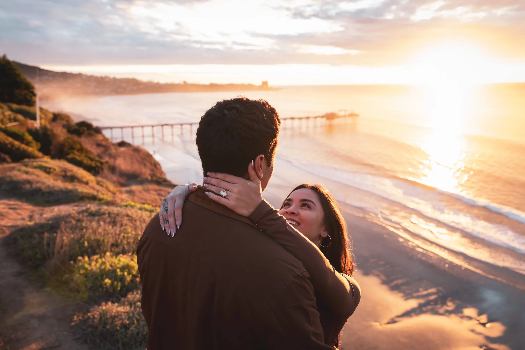 Mando + Melena's proposal on the coast at sunset — photographed by Paul Dal Studios
