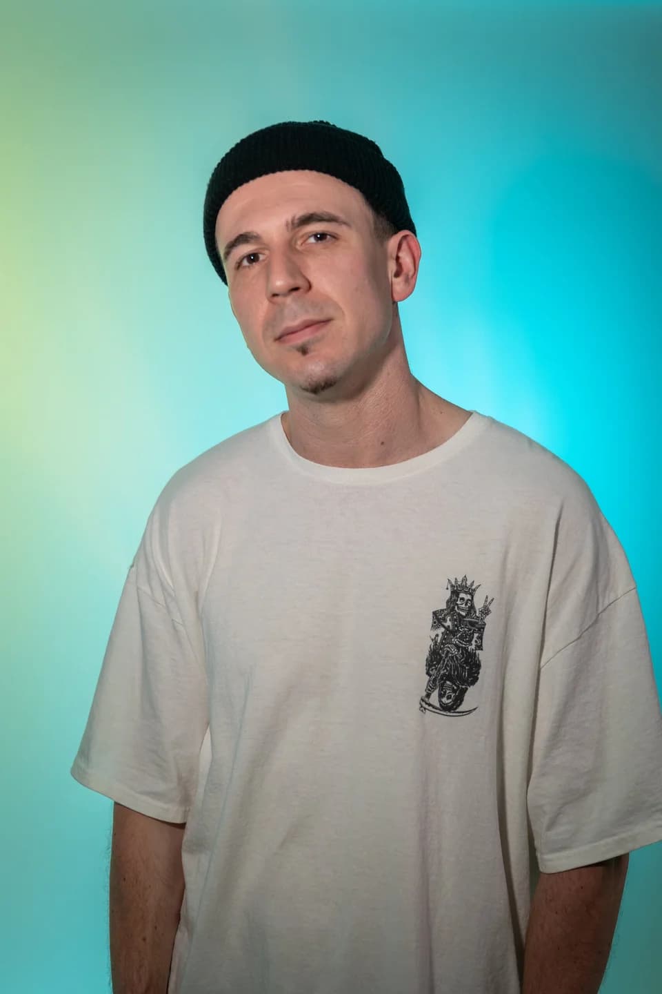 A studio portrait session with colored light — photographed by Paul Dal Studios